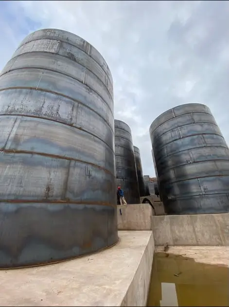Processing plant tanks under construction